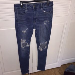 American Eagle Ripped High Waist Skinny Jeans 12 L